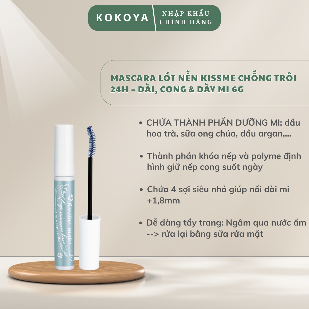 Mascara Lót Nền Dạng Nâng Cao Kissme Chống Trôi, Siêu Bền, Nâng Cong, Làm Dài Và Rậm Mi Trong 24h 2 108