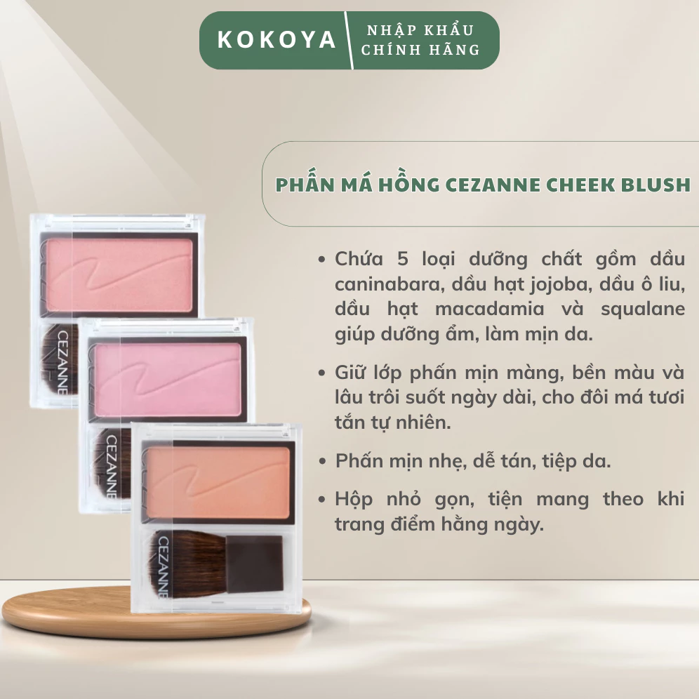 Phấn má hồng mềm mịn, bền màu lâu trôi, không gây bết dính Cezanne Cheek Blush Nhật Bản 2.2g 6 vn 11134207 820l4
