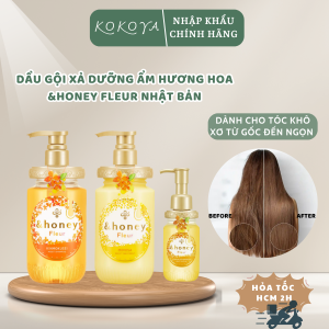 Dầu gội xả dưỡng ẩm hương hoa &honey Fluer Kinmokusei /Mimosa cho tóc khô xơ Nhật Bản 450ml