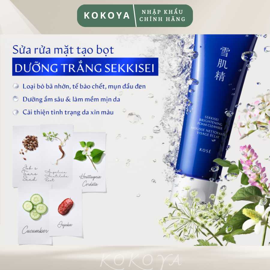 Sữa rửa mặt tạo bọt làm sáng da Sekkisei Brightening Foam Cleanser Nhật Bản 19ml/125ml 5 86 3