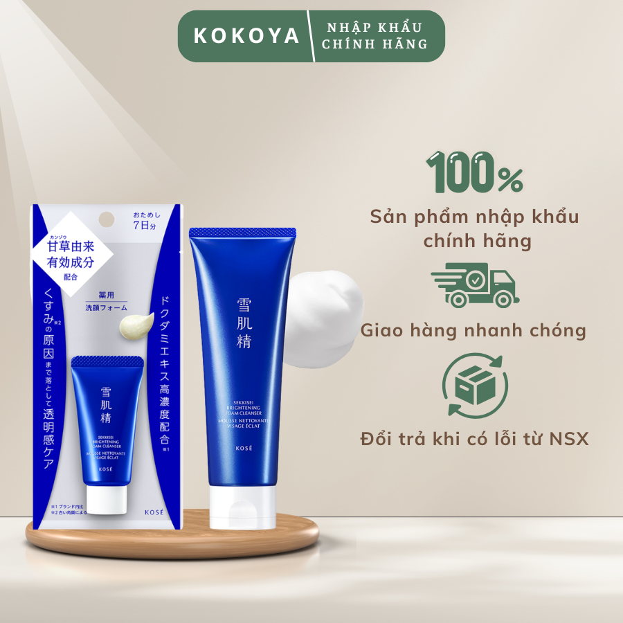 Sữa rửa mặt tạo bọt làm sáng da Sekkisei Brightening Foam Cleanser Nhật Bản 19ml/125ml 7 88 3